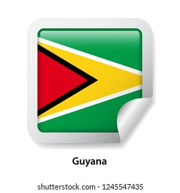 Flag of Guyana. Round glossy sticker