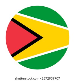 Flag of Guyana round shape, national symbol