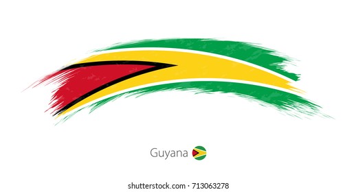 Flag of Guyana in rounded grunge brush stroke. Vector illustration.
