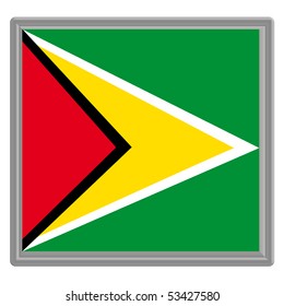 Flag of Guyana with silver frame