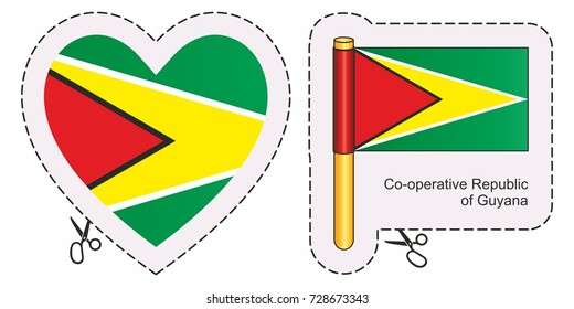 Flag of Guyana. Vector cut sign here, isolated on white. Can be used for design, stickers, souvenirs.