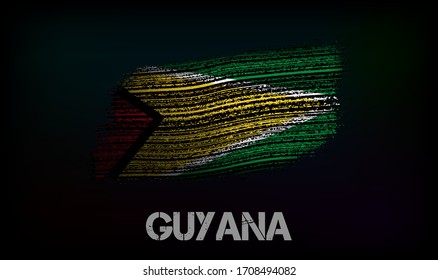 Flag of the Guyana. Vector illustration in grunge style with cracks and abrasions. Good image for print