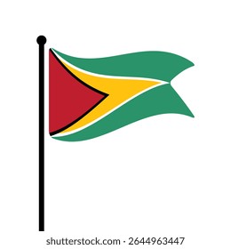 Bandeira da Guiana. Guiana bandeira vetor ilustração ícone design. Bandeira de mastro flutuante.
