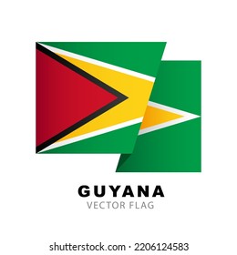 Flag of Guyana. Vector illustration isolated on white background. Colorful Guyanese flag logo. svg