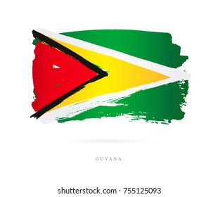Flag of Guyana. Vector illustration on white background. Beautiful brush strokes. Abstract concept. Elements for design.