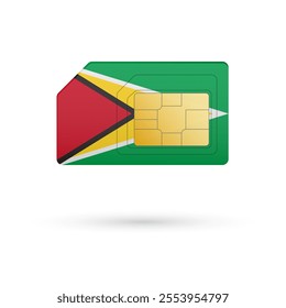 Flag of Guyana. Vector illustration of SIM Card with flag on white background