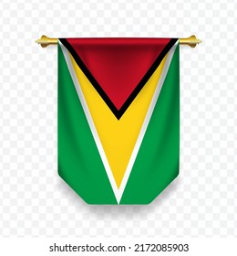 Flag of Guyana. Vector illustration of a vertical hanging flag on a transparent background (PNG).