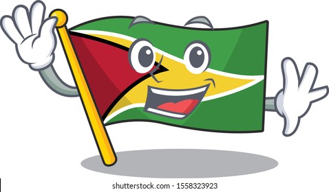 Flag guyana waving flown on mascot pole