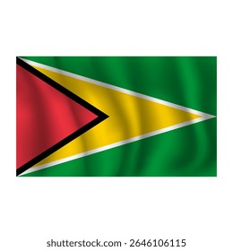 Bandeira da Guiana ondulada flui ao vento, com dobras 3d