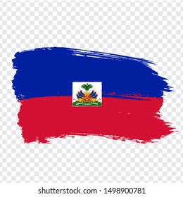 Flag Haiti from brush strokes. Flag Republic of Haiti on transparent background for your web site design, logo, app, UI. Stock vector.  EPS10.