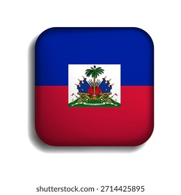 Flag of Haiti button with shadow. flag icon. 3d icon. The square shape