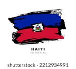 Flag of Haiti. Colored brush strokes drawn by hand. Vector illustration isolated on white background. Colorful Haitian flag logo.