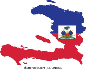 Bandera de Haití recortada dentro de su mapa