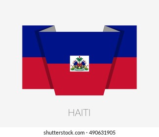 Flag of Haiti. Flat Icon Wavering Flag with Country Name on a White Background