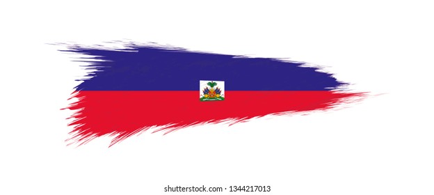 Flag of Haiti in grunge brush stroke, vector grunge illustration.