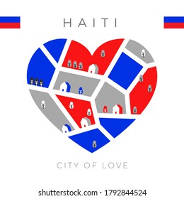 Flag of Haiti with heart shaped landscape : Vector Illustration