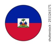 The flag of Haiti. Flag icon. Standard color. Round flag. Computer illustration. Digital illustration. Vector illustration.