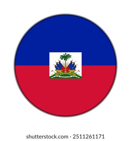 A bandeira do Haiti. Ícone Sinalizador. Cor padrão. Bandeira redonda. Ilustração do computador. Ilustração digital. Ilustração vetorial.