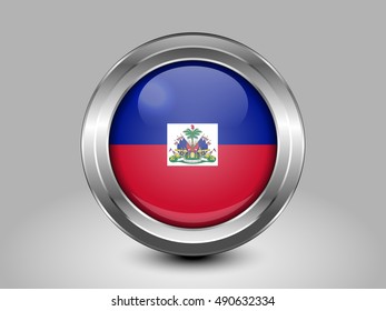 Flag of Haiti. Metal and Glass Round Icon. This is File from the Collection North America Flags