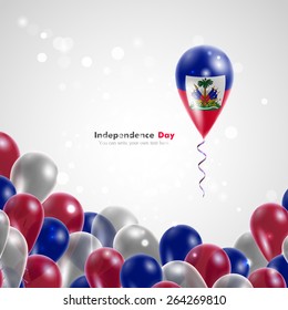 Flag of Haiti on balloon. Celebration and gifts. Balloons on the feast of the national day. 