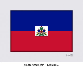 Flag of Haiti. Rectangular Official Flag with Proportion 2:3. Under Gray Cardboard with Inner Shadow