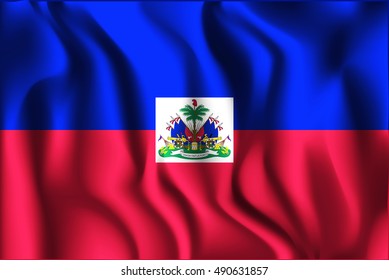 Flag of Haiti. Rectangular Shaped Icon with Wavy Effect. Aspect Ratio 2:3