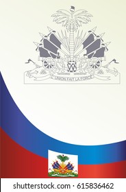Flag of Haiti, template for the award, an official document with the flag and symbol of the Republic of Haiti
