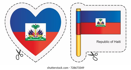 Flag of Haiti. Vector cut sign here, isolated on white. Can be used for design, stickers, souvenirs.