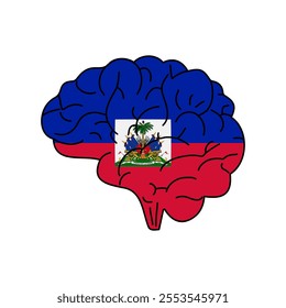 Flag of Haiti. Vector illustration of a combination of a human brain with a country flag on a white background.