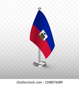 Flag of Haiti. Vector illustration of a flag with flagpole on a transparent background (PNG).