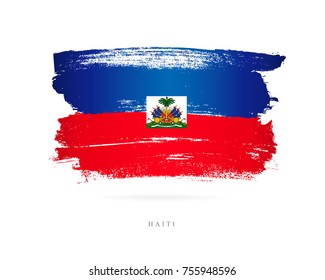 Flag of Haiti. Vector illustration on white background. Beautiful brush strokes. Abstract concept. Elements for design.