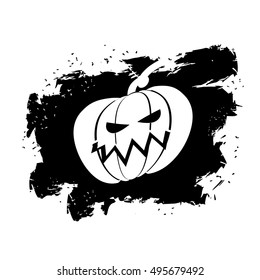 Flag Halloween grunge style on white background. Brush strokes and ink splatter. Pumpkin symbol terrible holiday