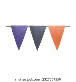 Flag Halloween party watercolor element trick or Treating isolated on white background Vector illustration.
