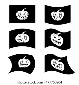 Flag Halloween. Sign set for terrible holiday. Traditional festive paced banner. Pumpkin symbol awful holidays