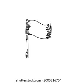 Flag hand drawn, line art style symbol vector illustration.