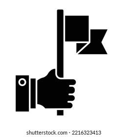 Flag In Hand Glyph Vector Icon which can easily modified 

