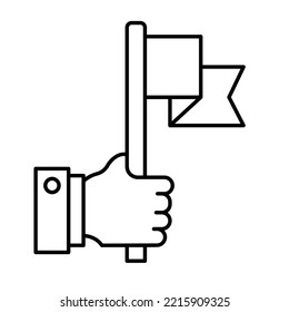 Flag In Hand Outline Vector Icon which can easily modify or edit


