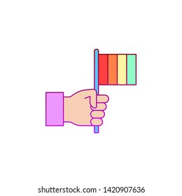 Flag, hand, pride day icon. Element of color world pride day icon. Premium quality graphic design icon. Signs and symbols collection icon