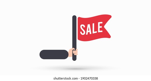 Flag in hand, sale concept vector illustration