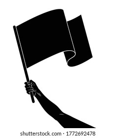 Flag in hand vector simple sign isolated on white, car racing start or finish.
