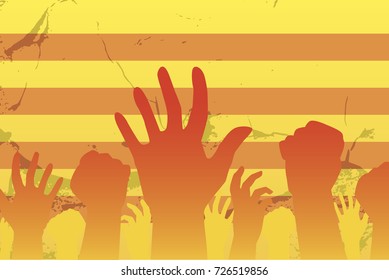  flag and hands of Catalonia vector illustration
