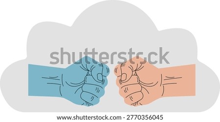 flag hands fist bump or conflict confrontation