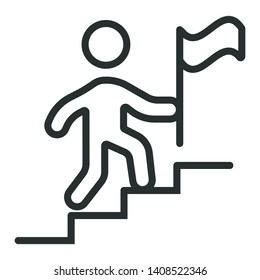 flag in the hands of the founder - minimal line web icon. simple vector illustration. concept for infographic, website or app.