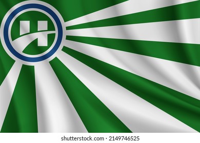 Flag of Harrison, Ohio, USA. Realistic waving flag of Harrison vector background.