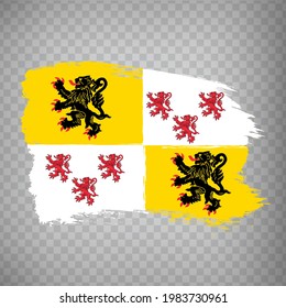 Flag of Hauts-de-France brush strokes. Flag Region Hauts-de-France of France on transparent background for your web site design, app, UI. French Republic.  EPS10.