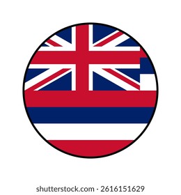 Flag of Hawaii. Black edge. Hawaii circle flag logo icon computer vector illustration design.