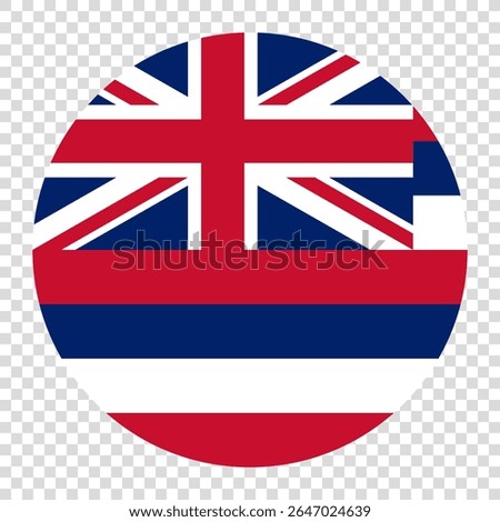 Flag of Hawaii. Hawaii circle flag logo icon computer vector illustration design. Transparent checkerboard background.