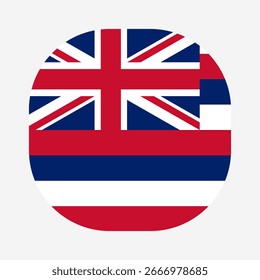 Flag of Hawaii icon. Hawaii rounded square flag icon digital vector illustration design. White background.