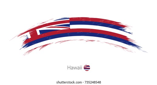Flag of Hawaii state in rounded grunge brush stroke. Vector illustration.