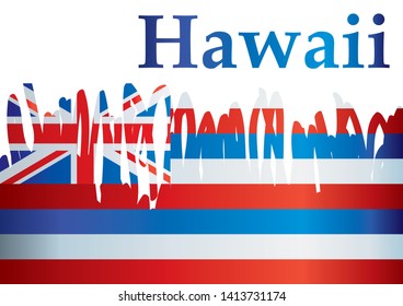 Flag of Hawaii, State of Hawaii, United States of America. Template for award design, an official document with the flag of Hawaii. Bright, colorful vector illustration for graphic and web design.